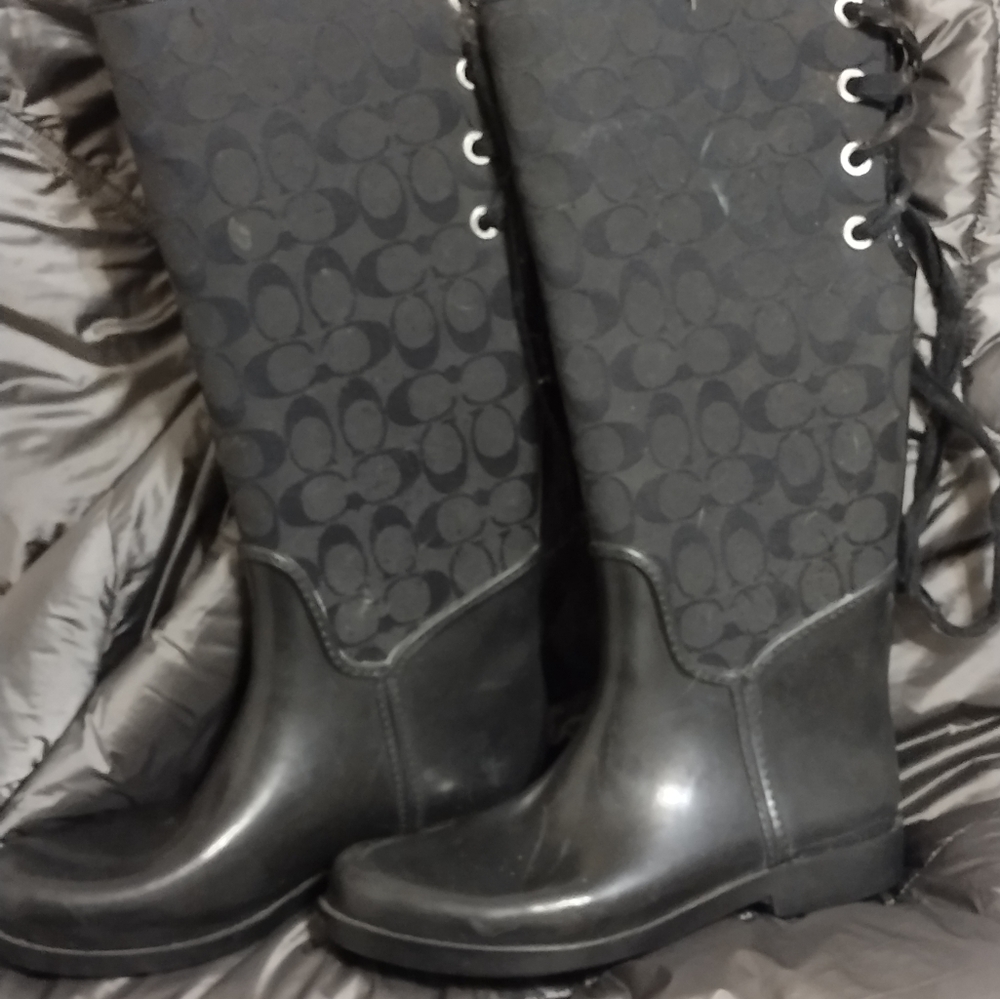 Black Coach Rain Boots, size 9B